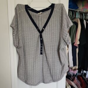 Pilcro Blue and White Short Sleeve Blouse